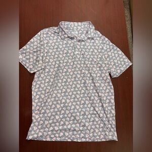 Men's Floral Polo Shirt in Blue and White